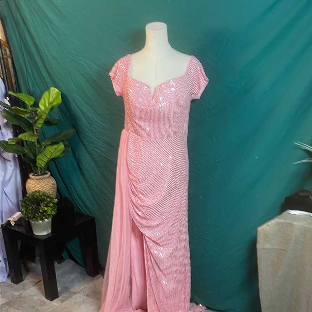 Stunning Pink Sequin Prom Dress